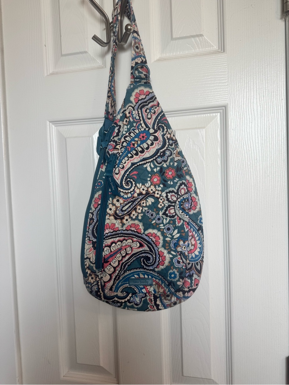 Vera Bradley Teal Paisley Crossbody Sling Bag with matching wallet